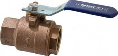 NIBCO - 1" Pipe, Full Port, Bronze Standard Ball Valve - 2 Piece, Inline - One Way Flow, FNPT x FNPT Ends, Lever Handle, 600 WOG, 150 WSP - Americas Industrial Supply