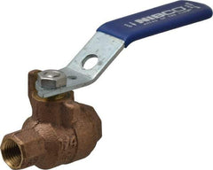 NIBCO - 1/4" Pipe, Full Port, Bronze Standard Ball Valve - 2 Piece, Inline - One Way Flow, FNPT x FNPT Ends, Lever Handle, 600 WOG, 150 WSP - Americas Industrial Supply
