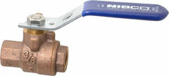 NIBCO - 3/8" Pipe, Full Port, Bronze Standard Ball Valve - 2 Piece, Inline - One Way Flow, FNPT x FNPT Ends, Lever Handle, 600 WOG, 150 WSP - Americas Industrial Supply