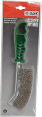 Made in USA - 1" Trim Length Stainless Steel Scratch Stainless Steel Brush - 5-1/2" Brush Length, 10" OAL, 1" Trim Length, Plastic Ergonomic Handle - Americas Industrial Supply