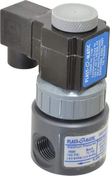 Plast-O-Matic - Direct Acting, PVC Solenoid Valve - Normally Closed, Viton Seal - Americas Industrial Supply