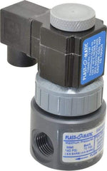 Plast-O-Matic - Direct Acting, PVC Solenoid Valve - Normally Closed, Viton Seal - Americas Industrial Supply