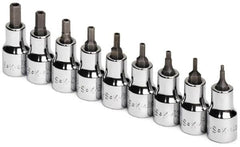 SK - 9 Piece 3/8" Drive Inch Hex Bit Socket Set - 5/64 to 1/4" Hex - Americas Industrial Supply