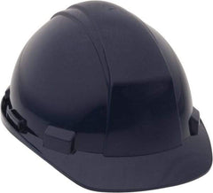 North - ANSI Type II, Class E Rated, 4-Point, Ratchet Adjustment Hard Hat - Size 6-1/2 to 8, Navy Blue, Standard Brim - Americas Industrial Supply