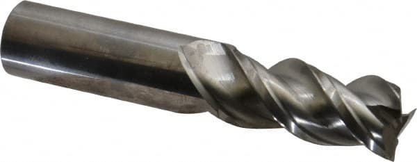 Niagara Cutter - 3/4", 1-5/8" LOC, 3/4" Shank Diam, 4" OAL, 3 Flute, Solid Carbide Square End Mill - Single End, Uncoated, Spiral Flute, 45° Helix, Centercutting, Right Hand Cut, Right Hand Flute, Series A345 - Americas Industrial Supply
