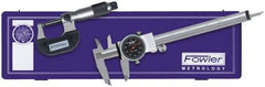 Fowler - 3 Piece, Machinist Caliper and Micrometer Tool Kit - 0 to 6 Inch Caliper, 0 to 1 Inch Micrometer, 0.0001 Inch Graduation - Americas Industrial Supply
