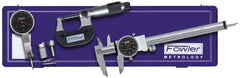 Fowler - 9 Piece, 0" to 0.03" Measuring Range, 0-100 Dial Reading, Black Dial Test Indicator Kit - 0.0005" Dial Graduation - Americas Industrial Supply