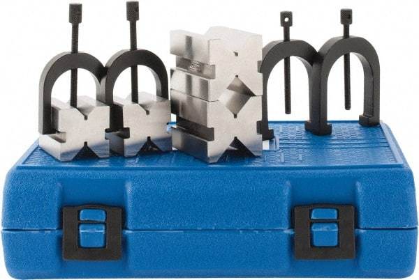 Fowler - 1 to 1-1/2" Capacity, 90° Angle, 4-Way V-Block - 1-1/2 and 2" Long x 1-1/4 and 1-1/2" Wide x 1-1/4 and 1-1/2" High, Sold as 2 Block Set - Americas Industrial Supply