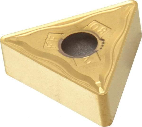 Kennametal - TNMG332 FF Grade KT315 Cermet Turning Insert - TiN/TiCN/TiN Finish, 60° Triangle, 3/8" Inscr Circle, 3/16" Thick, 1/32" Corner Radius - Americas Industrial Supply