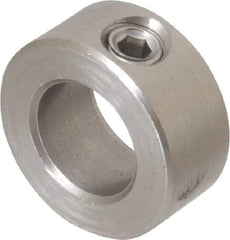 Climax Metal Products - 5/8" Bore, Stainless Steel, Set Screw Solid Set Screw Collars - 1-1/8" Outside Diam, 1/2" Wide - Americas Industrial Supply