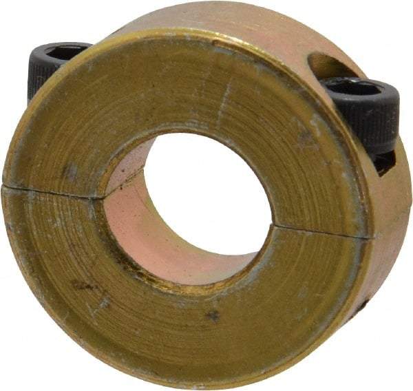 Climax Metal Products - 1/2" Bore, Steel, Two Piece Clamping Shaft Collar - 1-1/8" Outside Diam, 13/32" Wide - Americas Industrial Supply