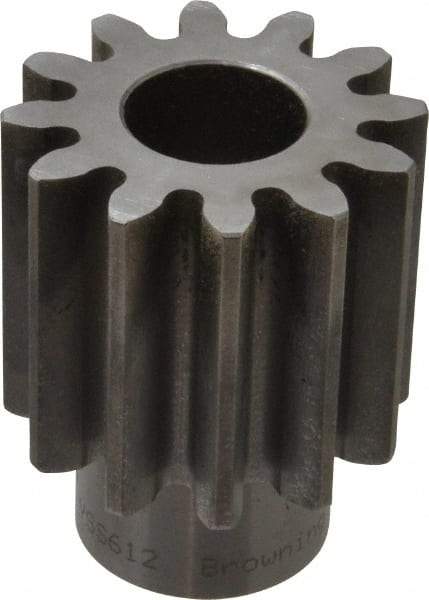 Browning - 6 Pitch, 2" Pitch Diam, 2.33" OD, 12 Tooth Spur Gear - 2" Face Width, 1" Bore Diam, 1-1/2" Hub Diam, 20° Pressure Angle, Steel - Americas Industrial Supply