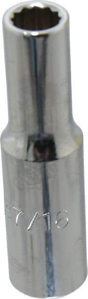 Proto - 7/16", 1/2" Drive, Deep Hand Socket - 12 Points, 3-1/4" OAL, Chrome Finish - Americas Industrial Supply