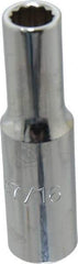 Proto - 7/16", 1/2" Drive, Deep Hand Socket - 12 Points, 3-1/4" OAL, Chrome Finish - Americas Industrial Supply