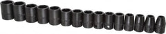 Proto - 15 Piece 1/2" Drive Impact Socket Set - 6 Points, 10mm to 24mm Range, Metric Measurement Standard - Americas Industrial Supply