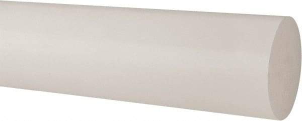 Made in USA - 2' Long, 4" Diam, Polypropylene Plastic Rod - Natural (Color) - Americas Industrial Supply