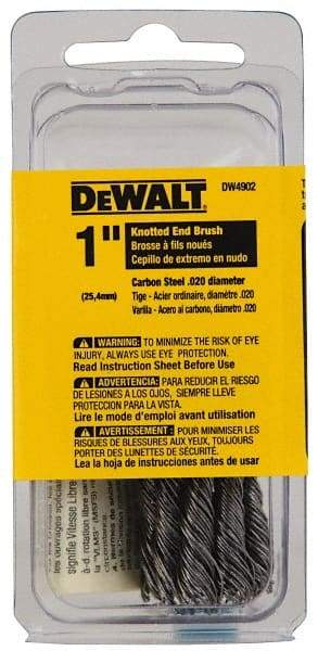 DeWALT - 1" Brush Diam, Knotted, End Brush - 1/4" Diam Shank, 20,000 Max RPM - Americas Industrial Supply