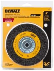 DeWALT - 6" OD, 3/8" Arbor Hole, Crimped Steel Wheel Brush - 3/4" Face Width, 0.014" Filament Diam, 6,000 RPM - Americas Industrial Supply