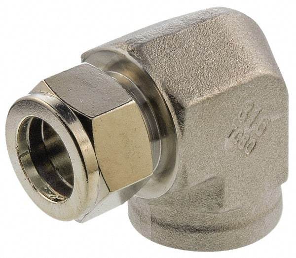 Parker - 3/16" OD, Stainless Steel Female Elbow - -425 to 1,200°F, 9/16" Hex, Comp x FNPT Ends - Americas Industrial Supply