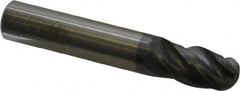 SGS - 1/2" Diam, 1" LOC, 4 Flute Solid Carbide Ball End Mill - AlTiN Finish, Single End, 3" OAL, 1/2" Shank Diam, Spiral Flute - Americas Industrial Supply