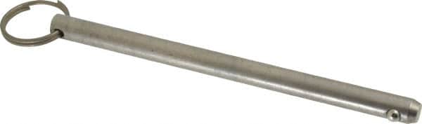 Gibraltar - 3/8" Pin Diam, 5-1/2" Long, Uncoated Stainless Steel Ball Lock Hitch Pin - 5-1/8" Usable Length - Americas Industrial Supply