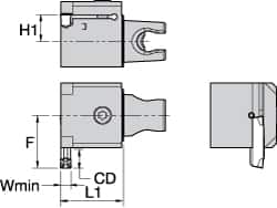 Kennametal - A4..05.. Insert, 30mm Head Length, 5mm Min Groove Width, Modular Grooving Cutting Unit Head - Neutral Cut, System Size KM25, Series A4 - Americas Industrial Supply