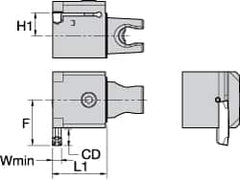 Kennametal - A4..05.. Insert, 30mm Head Length, 5mm Min Groove Width, Modular Grooving Cutting Unit Head - Neutral Cut, System Size KM25, Series A4 - Americas Industrial Supply