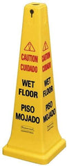Rubbermaid - Caution - Wet Floor, 12-1/4" Wide x 36" High, Plastic Floor Sign - Cone, Black on Yellow, For Accident Prevention - Americas Industrial Supply