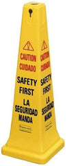 Rubbermaid - Caution - Safety First, 12-1/4" Wide x 36" High, Plastic Floor Sign - Cone, Black on Yellow, For Accident Prevention - Americas Industrial Supply