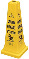 Rubbermaid - Caution, 10-1/2" Wide x 25-3/4" High, Plastic Floor Sign - Cone, Black on Yellow, For Accident Prevention - Americas Industrial Supply