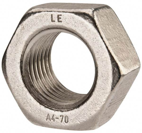 Value Collection - M42x4.50 Metric Coarse Stainless Steel Right Hand Hex Nut - 65mm Across Flats, 34mm High, Uncoated - Americas Industrial Supply