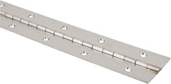 Made in USA - 24" Long x 2" Wide, 1/2" Knuckle, Stainless Steel Pol Sts Coating Continuous Hinge - 0.091" Pin Diam, 0.04" Thick with Holes - Americas Industrial Supply