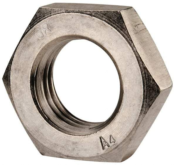 Value Collection - M30x3.50 Metric Coarse Stainless Steel Right Hand Hex Jam Nut - 46mm Across Flats, 15mm High, Uncoated - Americas Industrial Supply