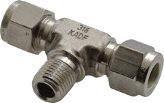 Parker - 3/8" OD, Stainless Steel Male Branch Tee - -425 to 1,200°F, 5/8" Hex, Comp x Comp x MNPT Ends - Americas Industrial Supply