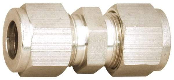 Parker - 3/16" OD, Stainless Steel Union - -425 to 1,200°F, 7/16" Hex, Comp x Comp Ends - Americas Industrial Supply