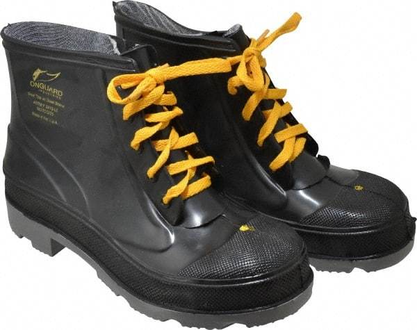 Dunlop Protective Footwear - Men's Size 7 Medium Width Steel Work Boot - Black, Polyurethane, PVC Upper, 6" High, Chemical Resistant, Non-Slip - Americas Industrial Supply