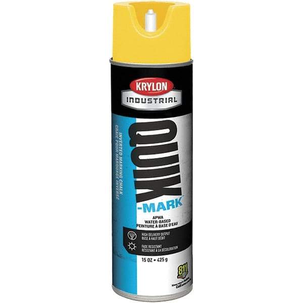 Krylon - 20 fl oz Yellow Marking Paint - 600' Coverage at 1" Wide, Water-Based Formula - Americas Industrial Supply