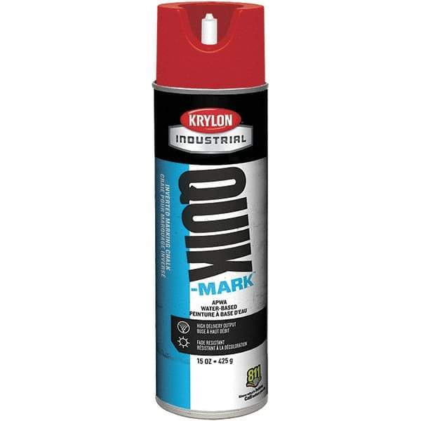 Krylon - 20 fl oz Red Marking Paint - 600' Coverage at 1" Wide, Water-Based Formula - Americas Industrial Supply