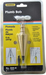 General - 4-1/2 Inch Long, 1-3/16 Inch Diameter Brass Plumb Bob - 8 Ounce, Has Replacable Tip - Americas Industrial Supply