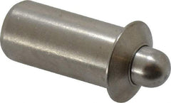 Vlier - 0.786" Body Len x 3/8" Body Diam, 0.234" Plunger Diam, 2.5 Lb Init to 7 Lb Final End Force, 0.786" Len Under Flange, Stainless Steel Press Fit Spring Plunger - 1/2" Flange Diam, 0.096" Flange Thickness, 0.882" Plunger Len, 3/16" Plunger Projection - Americas Industrial Supply
