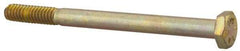 Made in USA - 1/4-20 UNC, 3-1/4" Length Under Head Hex Head Cap Screw - Partially Threaded, Grade 8 Alloy Steel, Zinc Yellow Dichromate Finish, 7/16" Hex - Americas Industrial Supply