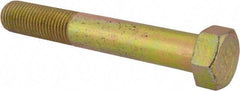Made in North America - 1-1/2 - 6 UNC, 10" Length Under Head Hex Head Cap Screw - Partially Threaded, Grade 8 Alloy Steel, Zinc Yellow Dichromate Finish, 2-1/4" Hex - Americas Industrial Supply