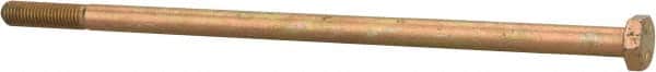 Made in USA - 1/4-28 UNF, 6" Length Under Head Hex Head Cap Screw - Partially Threaded, Grade 8 Alloy Steel, Zinc Yellow Dichromate Finish, 7/16" Hex - Americas Industrial Supply