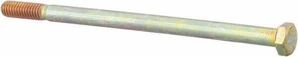 Made in USA - 5/16-18 UNC, 5-1/2" Length Under Head Hex Head Cap Screw - Partially Threaded, Grade 8 Alloy Steel, Zinc Yellow Dichromate Finish, 1/2" Hex - Americas Industrial Supply