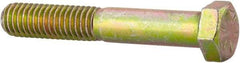 Made in North America - 3/8-16 UNC, 2-3/8" Length Under Head Hex Head Cap Screw - Partially Threaded, Grade 8 Alloy Steel, Zinc Yellow Dichromate Finish, 9/16" Hex - Americas Industrial Supply