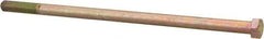 Made in USA - 3/8-24 UNF, 8" Length Under Head Hex Head Cap Screw - Partially Threaded, Grade 8 Alloy Steel, Zinc Yellow Dichromate Finish, 9/16" Hex - Americas Industrial Supply