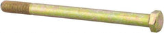 Made in USA - 3/8-24 UNF, 5" Length Under Head Hex Head Cap Screw - Partially Threaded, Grade 8 Alloy Steel, Zinc Yellow Dichromate Finish, 9/16" Hex - Americas Industrial Supply