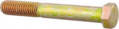 Made in USA - 7/16-14 UNC, 3-1/4" Length Under Head Hex Head Cap Screw - Partially Threaded, Grade 8 Alloy Steel, Zinc Yellow Dichromate Finish, 5/8" Hex - Americas Industrial Supply