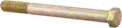 Made in USA - 7/16-14 UNC, 4-1/2" Length Under Head Hex Head Cap Screw - Partially Threaded, Grade 8 Alloy Steel, Zinc Yellow Dichromate Finish, 5/8" Hex - Americas Industrial Supply