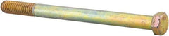 Made in USA - 7/16-14 UNC, 5-1/2" Length Under Head Hex Head Cap Screw - Partially Threaded, Grade 8 Alloy Steel, Zinc Yellow Dichromate Finish, 5/8" Hex - Americas Industrial Supply